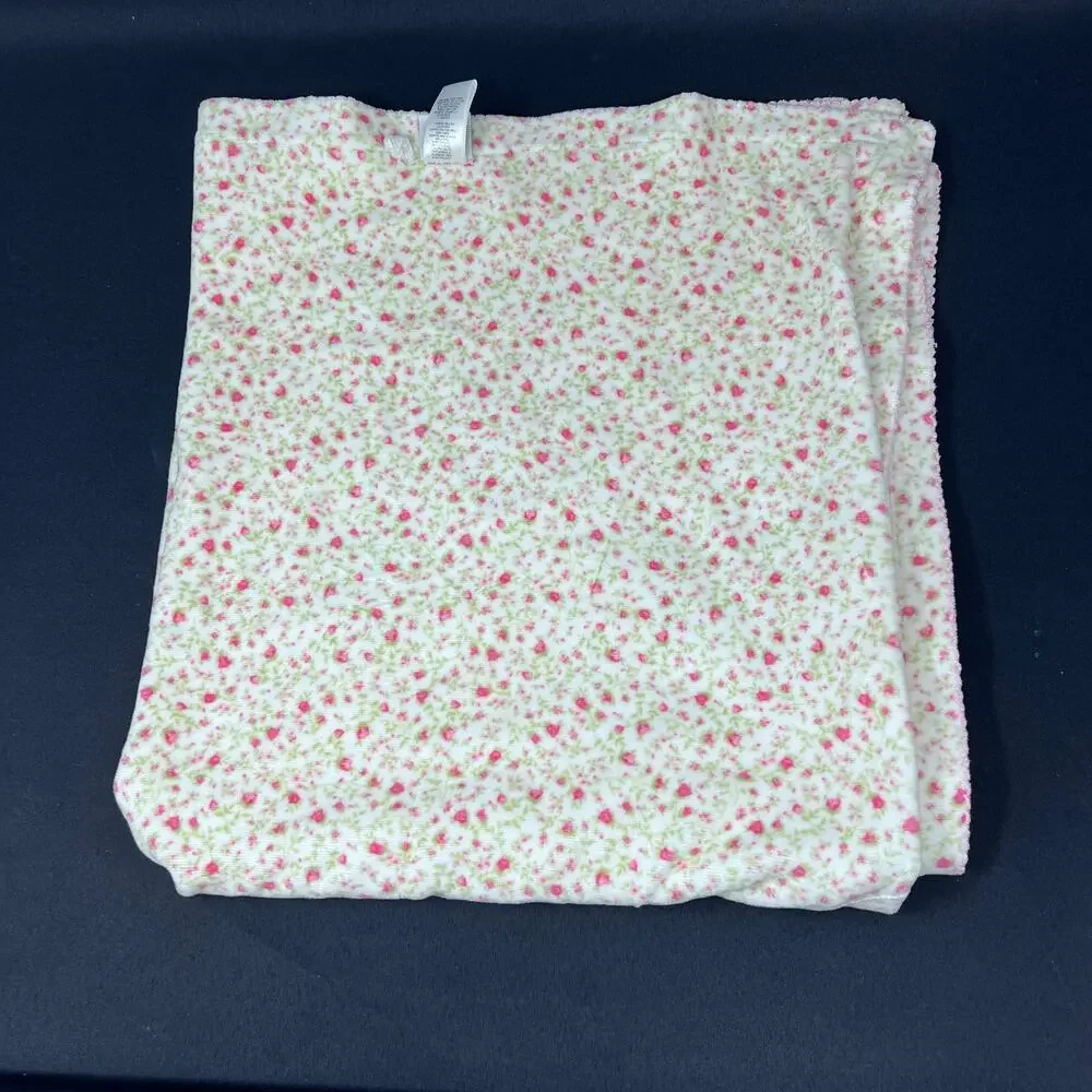 Little‎ Me Floral Blanket Reversible Velour Bow White Pink Receiving Lovey Throw